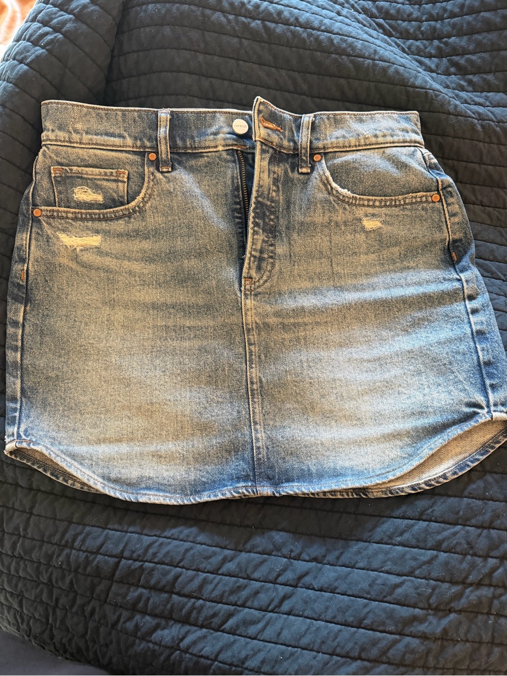 Express Light Blue Denim Mini Skirt